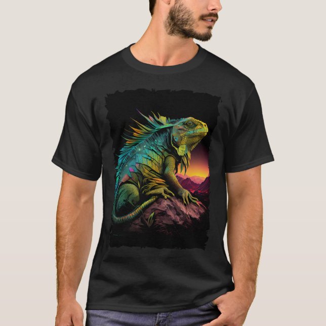 Iguana reptile lizard retro 70s vintage T-Shirt (Front)