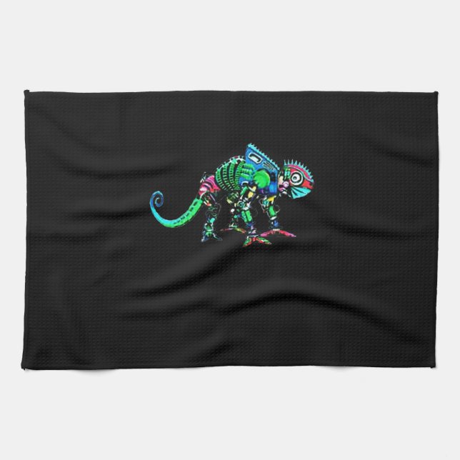 Iguana robot tea towel (Horizontal)