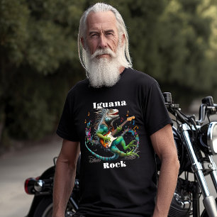  Iguana Rockstar in a Colourful Music Burst T-Shirt
