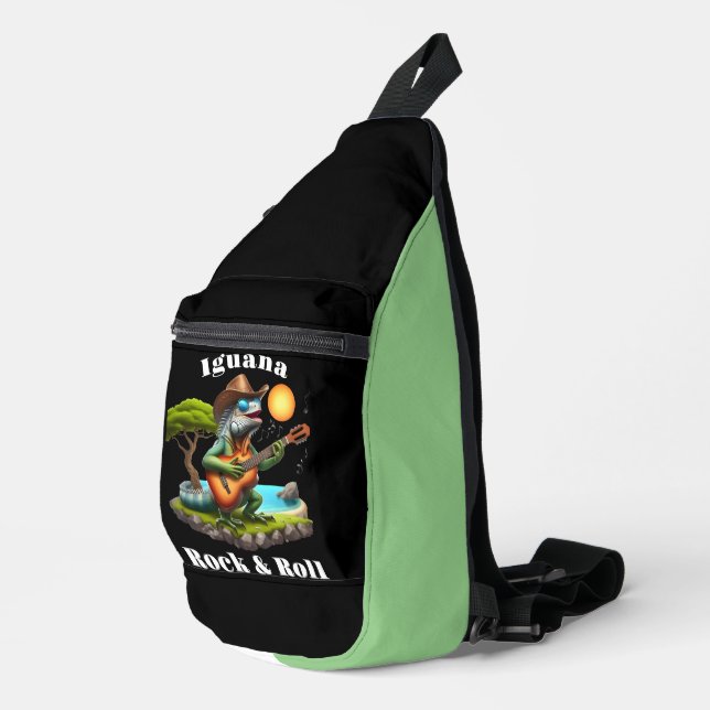 Iguana Serenading Swamp Dweller Rock Sling Bag (Right Corner)