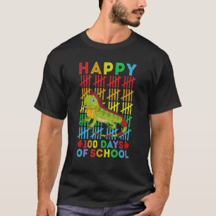 Iguana Teacher Student Happy 100 Days of School T-Shirt