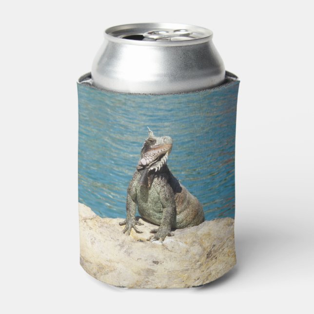 Iguana Tropical Wildlife Photography Can Cooler (Can Front)