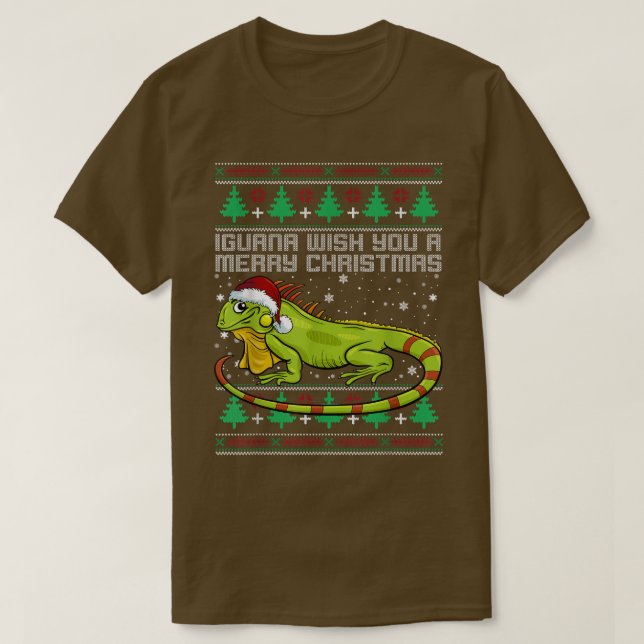 Iguana Ugly Christmas Sweater , Xmas Lizard  (Design Front)