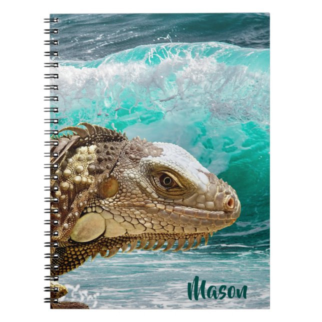 Iguana Wave (with personalised name) Notebook (Front)