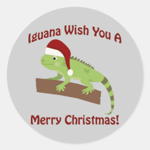 Iguana Wish You A Merry Christmas Classic Round Sticker