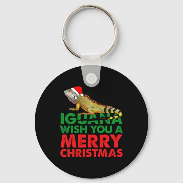 Iguana Wish You A Merry Christmas Funny Iguana  Key Ring (Front)