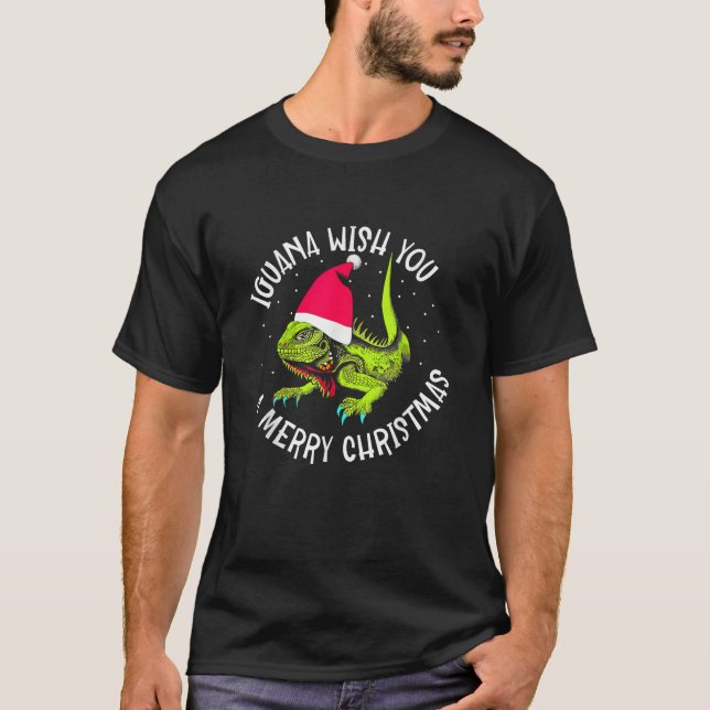 Iguana Wish You A Merry Christmas Funny Xmas Word  T-Shirt (Front)