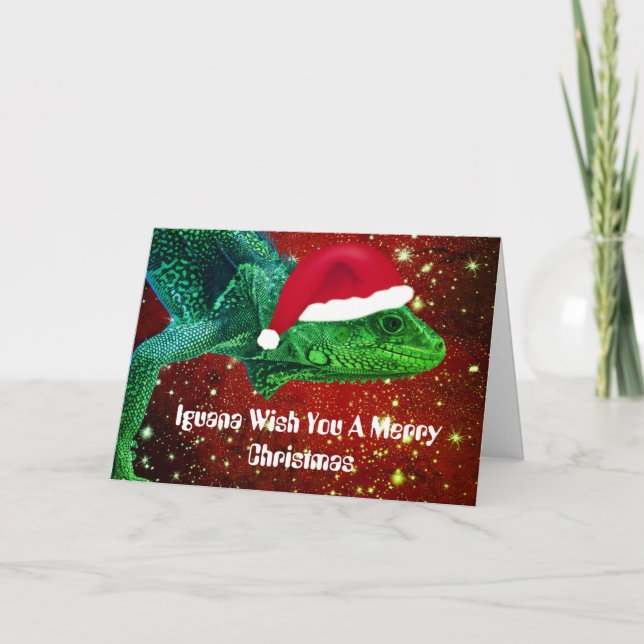 Iguana Wish You A Merry Christmas Personalised Holiday Card (Front)