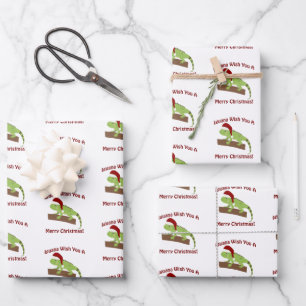 Iguana Wish You A Merry Christmas Wrapping Paper Sheet