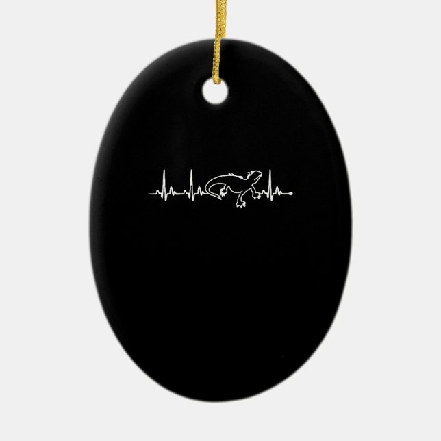 iguana's heartbeat ceramic tree decoration (Front)