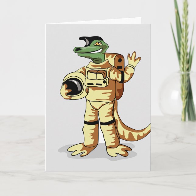 Iguanodon Dressed In A Cosmonaut Spacesuit. Card (Front)