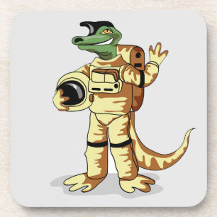Iguanodon Dressed In A Cosmonaut Spacesuit. Coaster