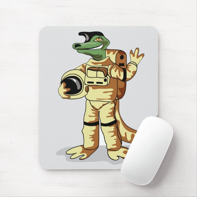 Iguanodon Dressed In A Cosmonaut Spacesuit. Mouse Mat (With Mouse)