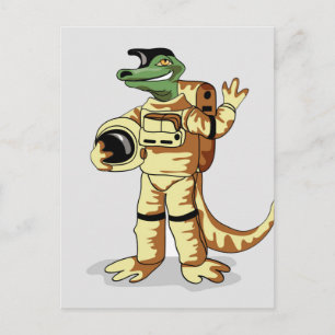 Iguanodon Dressed In A Cosmonaut Spacesuit. Postcard