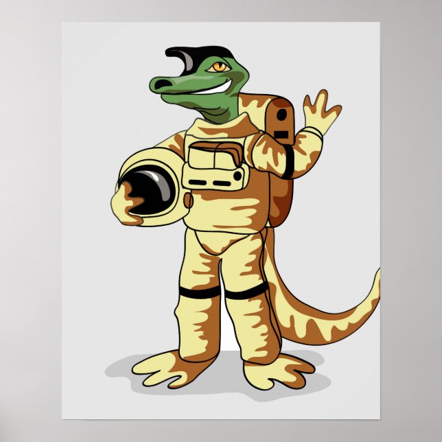 Iguanodon Dressed In A Cosmonaut Spacesuit. Poster (Front)