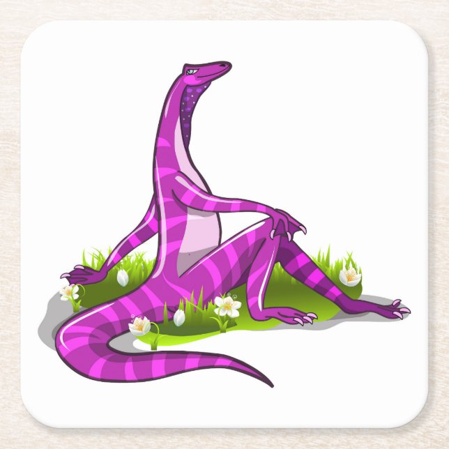 Iguanodon Showing Off Her Natural Beauty. Square Paper Coaster (Front)