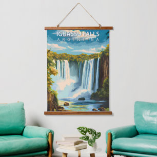 Iguassu Falls, Argentina – Vintage Travel Poster A Hanging Tapestry