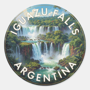 Iguazu Falls Argentina Rainforest Waterfall Classic Round Sticker
