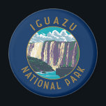 Iguazu National Park Argentina Distressed Circle Magnet<br><div class="desc">Iguazu National Park vector art design. Within the park on the Iguazú River,  the renowned Iguazú Falls encompasses many separate cascades,  including the iconic Garganta del Diablo or “Devil’s Throat.”</div>