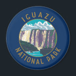 Iguazu National Park Argentina Distressed Circle Magnet<br><div class="desc">Iguazu National Park vector art design. Within the park on the Iguazú River,  the renowned Iguazú Falls encompasses many separate cascades,  including the iconic Garganta del Diablo or “Devil’s Throat.”</div>