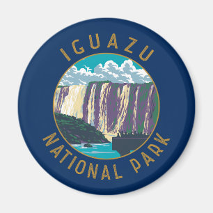 Iguazu National Park Argentina Distressed Circle Magnet