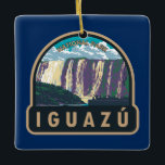 Iguazu National Park Argentina Travel Art Vintage Ceramic Ornament<br><div class="desc">Iguazu National Park vector art design. Within the park on the Iguazú River,  the renowned Iguazú Falls encompasses many separate cascades,  including the iconic Garganta del Diablo or “Devil’s Throat.”</div>