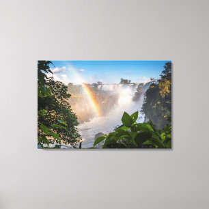 Iguazú Waterfalls With Rainbow, Argentina Canvas Print