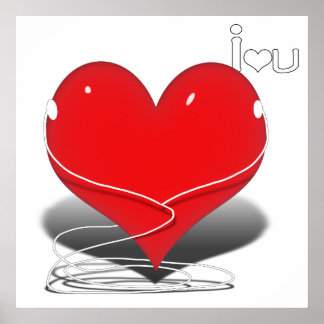 iHeart Red Heart w/Text "I ♥ U" Poster