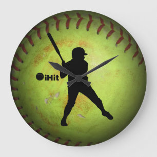 iHit Fastpitch softball Silhouette Large Clock