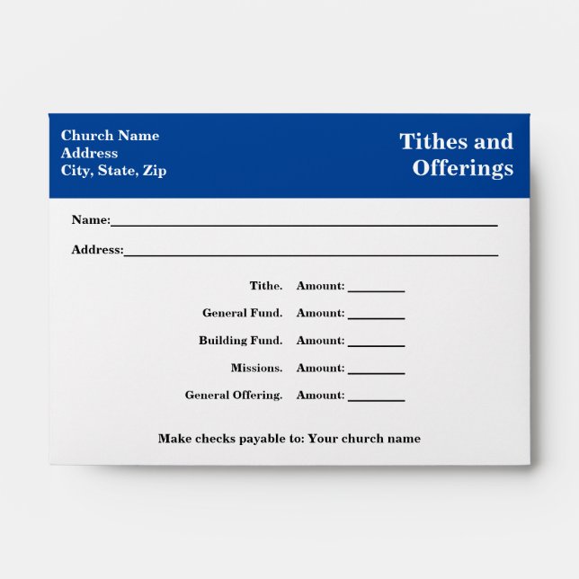 II Corinthians 9:7 church offering and tithes Envelope (Front)