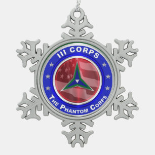 III Corps Keepsake Christmas Snowflake Pewter Christmas Ornament