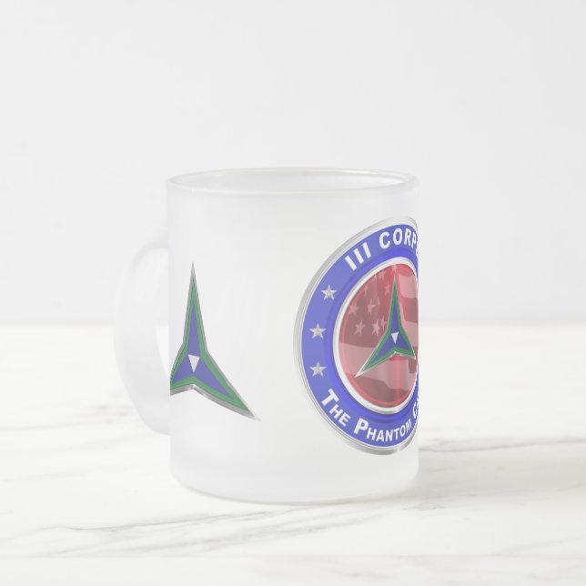 III Corps Phantom Corps  Frosted Glass Coffee Mug (Front Left)