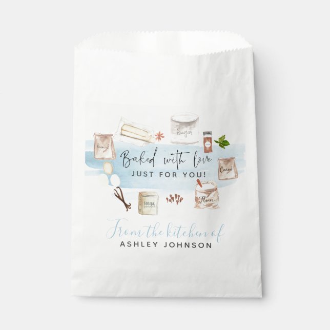 IIllustrated Watercolor Baked Wiht Love Favour Bags (Front)