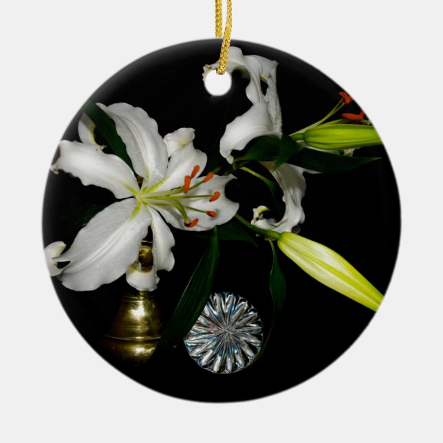 Iirsh Design -Brass and Flower Collection Ceramic Tree Decoration (Front)