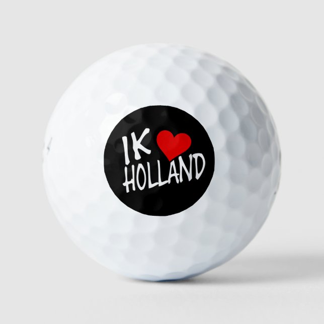 Ik Heart Holland wt on bk be6 gbcnt Golf Balls (Front)