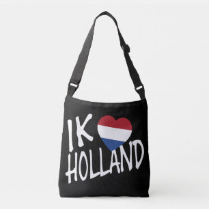 Ik Heartflag Holland wt on bk cbbcnt Crossbody Bag