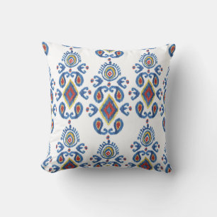 Ikat Abstract: Watercolor Oriental Motifs. Cushion