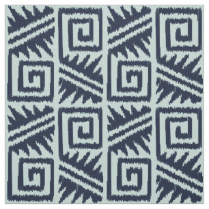 Ikat Aztec - Dark Indigo Blue and Chambrey Fabric