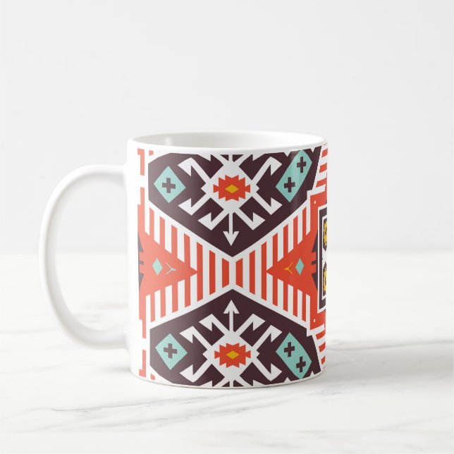 Ikat Aztec: Ethnic Striped Texture Coffee Mug (Left)