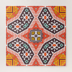 Ikat Aztec: Ethnic Striped Texture Jigsaw Puzzle