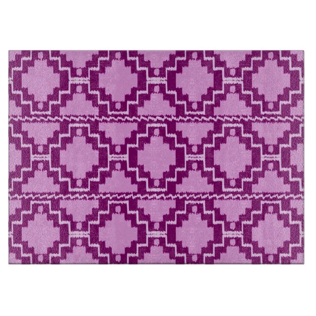 Ikat Aztec Pattern - Amethyst Purple and Violet Cutting Board (Front)