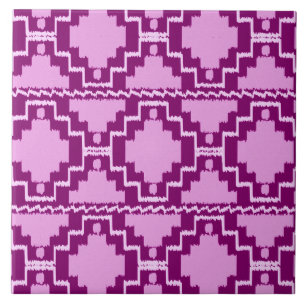 Ikat Aztec Pattern - Amethyst Purple and Violet Tile