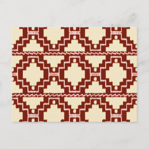 Ikat Aztec Pattern - Beige, Burgundy and Pink Postcard