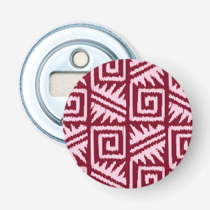 Ikat Aztec Pattern - Burgundy and Pink Bottle Opener