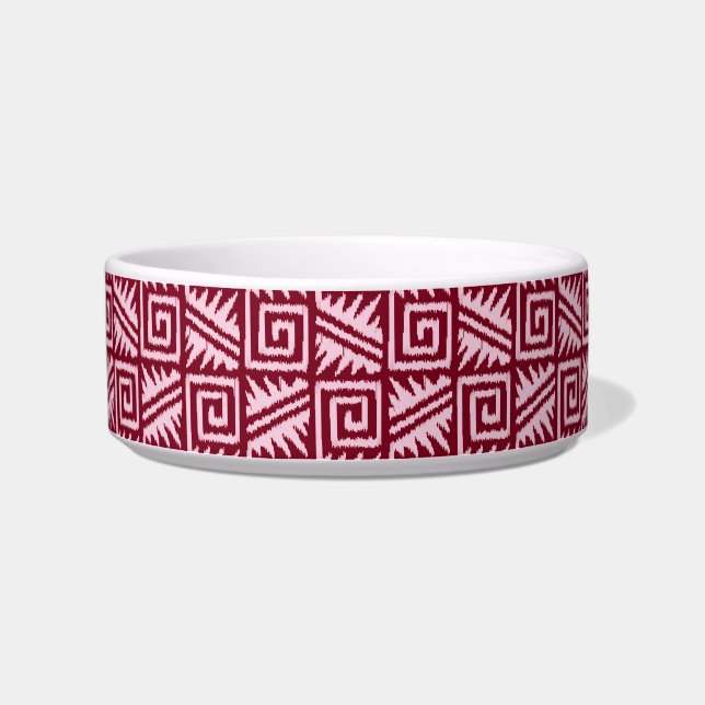 Ikat Aztec Pattern - Burgundy and Pink Bowl (Left)