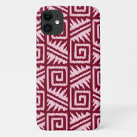 Ikat Aztec Pattern - Burgundy and Pink