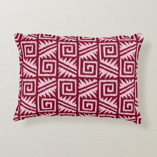 Ikat Aztec Pattern - Burgundy and Pink Decorative Cushion