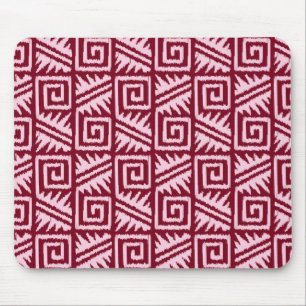 Ikat Aztec Pattern - Burgundy and Pink Mouse Mat