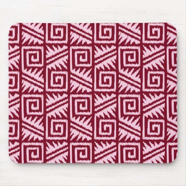 Ikat Aztec Pattern - Burgundy and Pink Mouse Mat (Front)