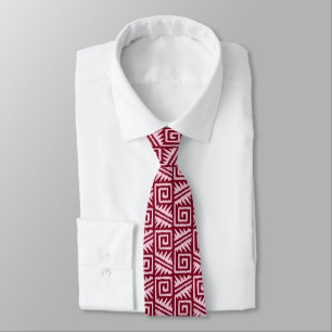 Ikat Aztec Pattern - Burgundy and Pink Tie